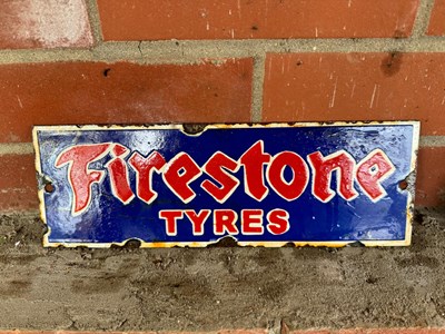 Lot 473 - FIRESTONE ENAMEL SIGN 12" X 4"