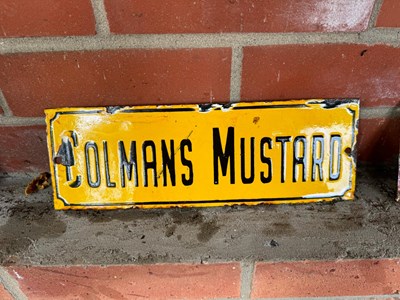 Lot 527 - COLMANS MUSTARD ENAMEL SIGN 12" X 4"