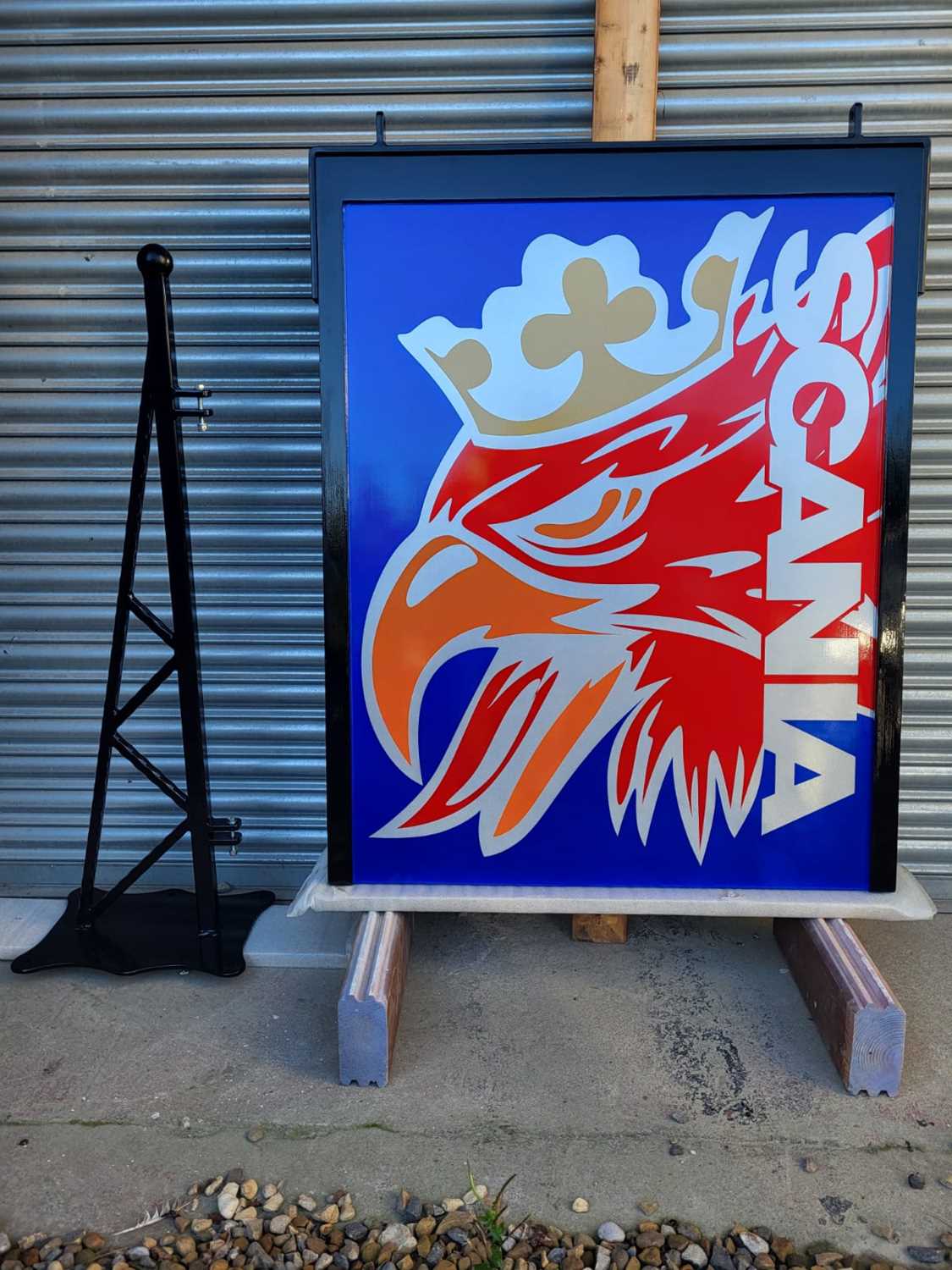 Lot 839 - DOUBLE-SIDED SCANIA HANGING SIGN COMPLETE WITH BRACKET