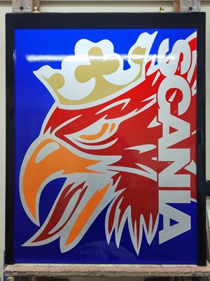 Lot 839 - DOUBLE-SIDED SCANIA HANGING SIGN COMPLETE WITH BRACKET