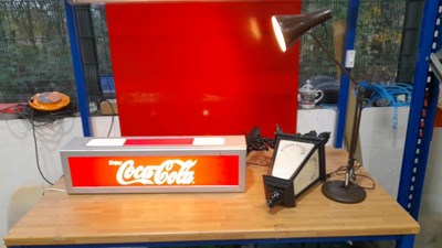 Lot 481 - COCA COLA LIGHT UP SIGN , PUB MASTER LIGHT & STAND LIGHT