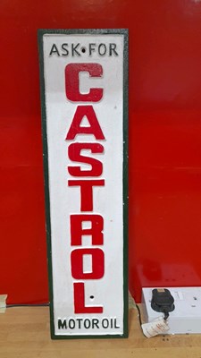 Lot 631 - ASK FOR CASTROL MOTOR OIL CAST SIGN 23" X 6"