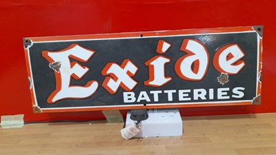 Lot 639 - EXIDE BATTERIES ENAMEL SIGN 24" x 8"