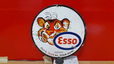 Lot 645 - ESSO PUT A TIGER IN YOUR TANK ENAMEL SIGN 12" DIA