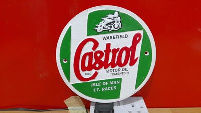 Lot 655 - WAKEFIELD CASTROL MOTOR OIL CAST SIGN 9" DIA