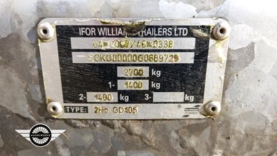 Lot 764 - 2016 IFOR WILLIAMS GD 105 TRAILER