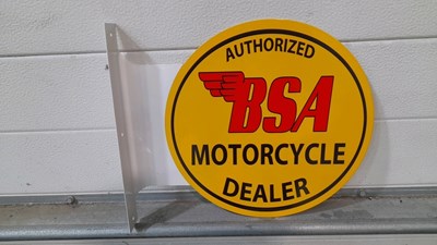 Lot 589 - BSA MOTORCYCLE DEALER SIGN 14" X 12"