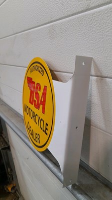 Lot 589 - BSA MOTORCYCLE DEALER SIGN 14" X 12"