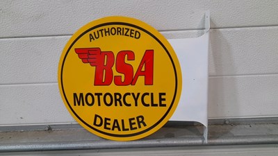 Lot 589 - BSA MOTORCYCLE DEALER SIGN 14" X 12"