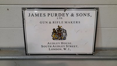 Lot 667 - JAMES PURDEY & SONS ENAMEL SIGN 152 x 10"