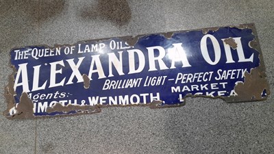 Lot 583 - ALEXANDRA LAMP OIL ENAMEL SIGN 60" X 18"