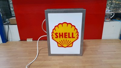 Lot 825 - MOBIL / SHELL DOUBLE SIDED, LIGHT UP SIGN 16" X 12"