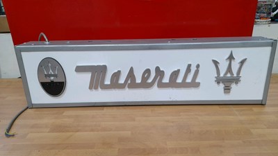 Lot 845 - MASERATI LIGHT UP SIGN 31" X 9"