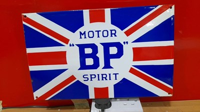 Lot 769 - BP MOTOR SPIRIT ENAMEL SIGN 16" X 10"