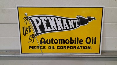 Lot 701 - HAND PAINTED PENNENT AUTOMOTIVE OIL SIGN , ON METAL 27" X 16"