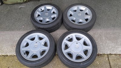 Lot 640 - 4 X FORD RS ALLOY WHEELS FITTED WITH YOKOHAMA 195/ R50-15