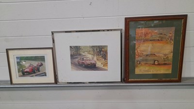 Lot 408 - 3X FRAMED CAR PRINTS