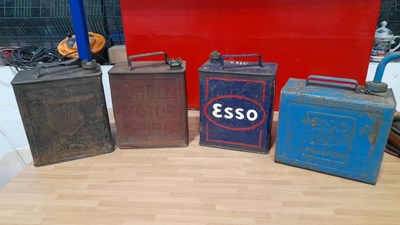 Lot 849 - 3X PETROL CANS & 1X ESSO BLUE PARAFFIN CAN