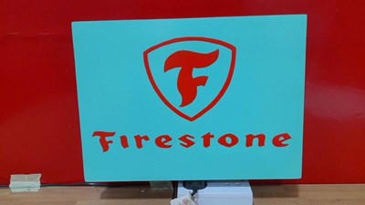 Lot 327 - WOODEN HAND PAINTED FIRESTONE SIGN 16" X 12"