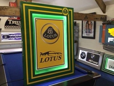 Lot 175 - LARGE ILLUMINATED LOTUS SPORTS CARS SIGN