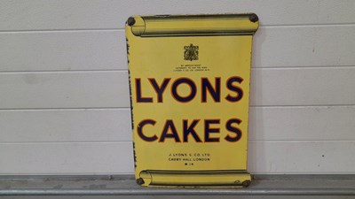 Lot 27 - LYONS CAKES DOUBLE SIDED ENAMEL SIGN 21" X 15"