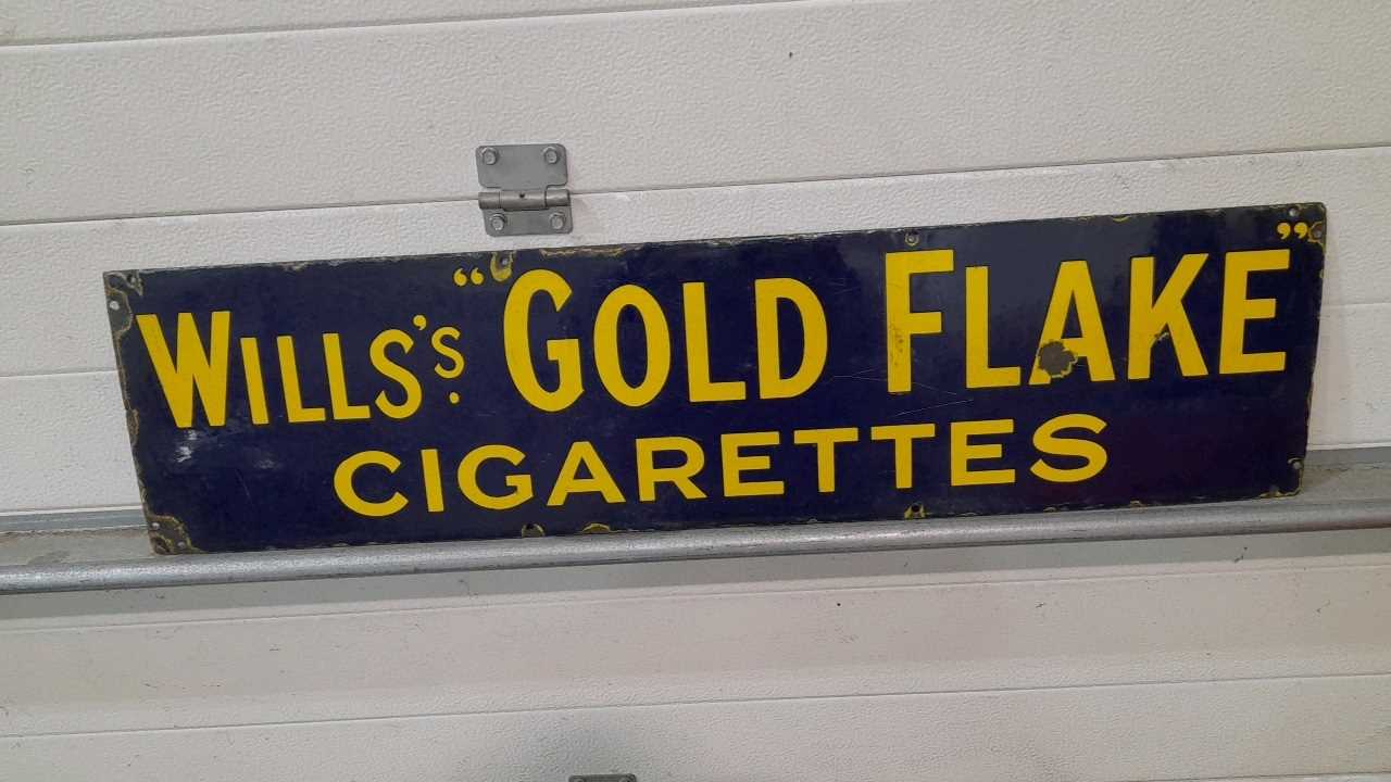 Lot 33 - WILL'S GOLD FLAKE CIGARETTES ENAMEL SIGN 36" X 9"