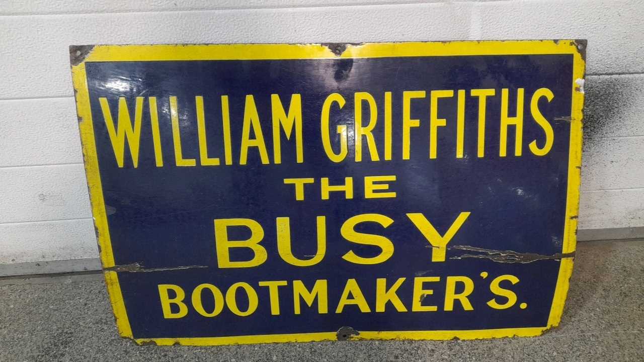 Lot 61 - WILLIAM GRIFFITHS BOOT MAKERS ENAMEL SIGN 30