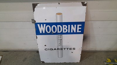 Lot 67 - WOODBINE CIGARETTES ENAMEL SIGN 36" X 24"