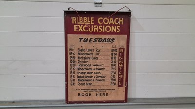 Lot 193 - RIBBLE VALLEY COACH EXCURSIONS ENAMEL SIGN 32" X 22"