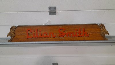 Lot 319 - LILLIAN SMITH WOODEN SIGN 36" X 6"