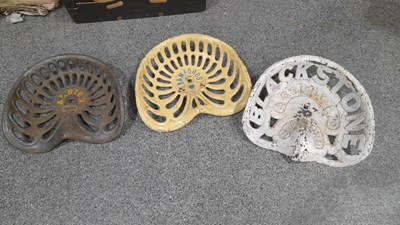 Lot 375 - 3 X CAST IRON TRACTOR SEATS