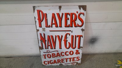 Lot 619 - PLAYERS NAVY CUT ENAMEL SIGN 35" X 23"