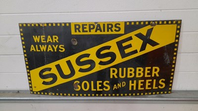 Lot 623 - SUSSEX RUBBER SOLES & HEELS ENAMEL SIGN 36" X 18"