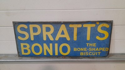 Lot 627 - SPRATT'S BONIO ENAMEL SIGN 30" X 12"