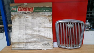 Lot 707 - 1960'S WOLSELEY GRILLE + 1969 CASTROL 2 STROKE LUBRICATION CHART