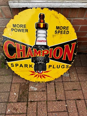 Lot 135 - CHAMPION SPARK PLUG ENAMEL SIGN 30" DIA