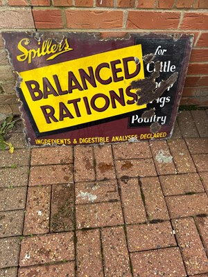 Lot 11 - SPILLERS BALANCED RATIONS ENAMEL SIGN 30" X 20"