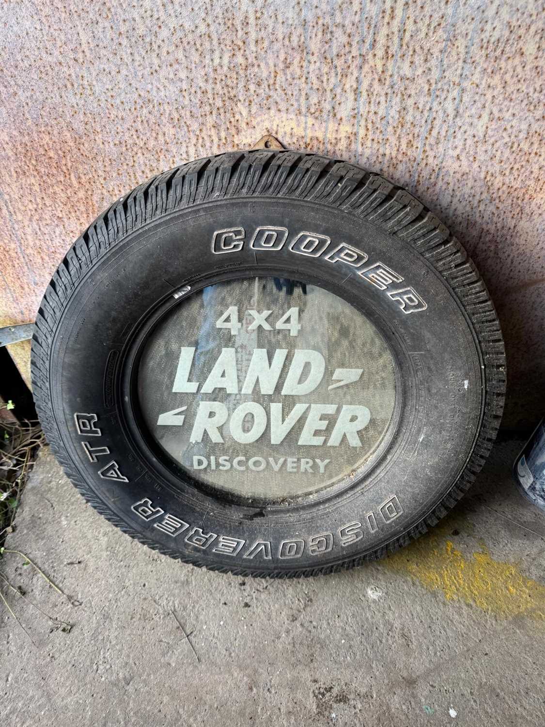 Click for high resolution Lot 49 - LAND ROVER DISCOVERY 4 X 4 MIRROR SET IN A TYRE 29" DIA