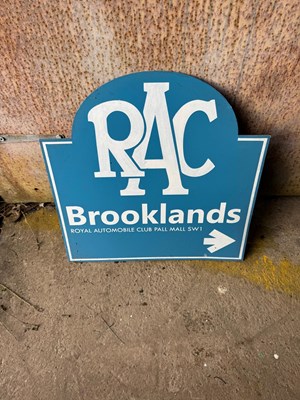 Lot 55 - RAC BROOKLANDS, PLASTIC PAINTED SIGN 23" X 23"