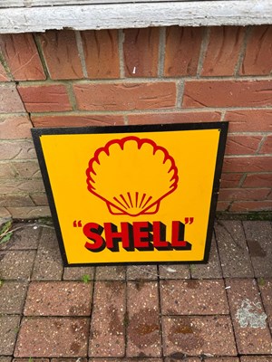 Lot 203 - SHELL ALUMINIUM PAINTED SIGN 18" X 18"