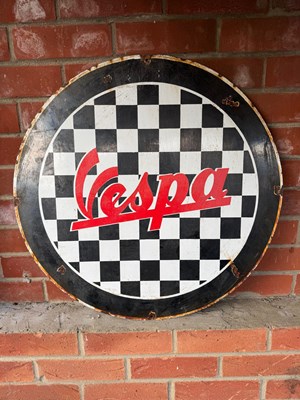 Lot 289 - VESPA ENAMEL SIGN 24" DIA