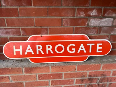 Lot 365 - HARROGATE STATION ENAMEL SIGN 36" X 9.5"