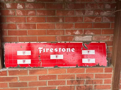 Lot 425 - FIRESTONE ENAMEL SIGN 48" X 12"