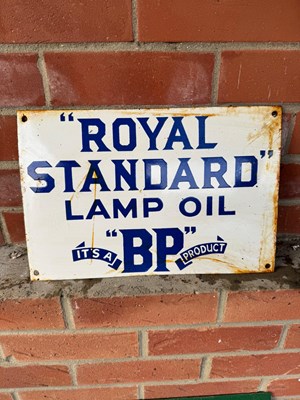 Lot 433 - BP ROYAL STANDARD LAMP OIL ENAMEL SIGN 14" X 9.5"