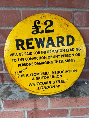 Lot 725 - £2 REWARD PAINTED SIGN 15" DIA