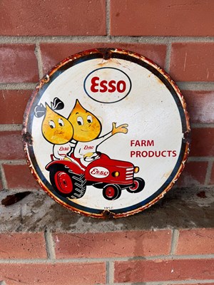 Lot 65 - ESSO FARM PRODUCTS ENAMEL SIGN 12" DIA