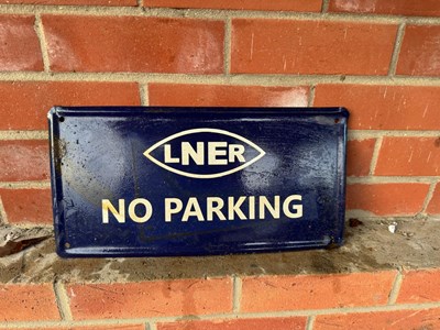 Lot 83 - LNER NO PARKING, TIN PAINTED SIGN 16" X 8"