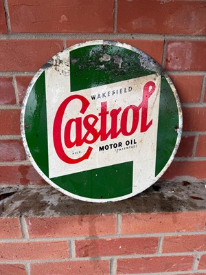 Lot 215 - WAKEFIELD CASTROL MOTOR OIL ALUMINIUM SIGN 15" DIA