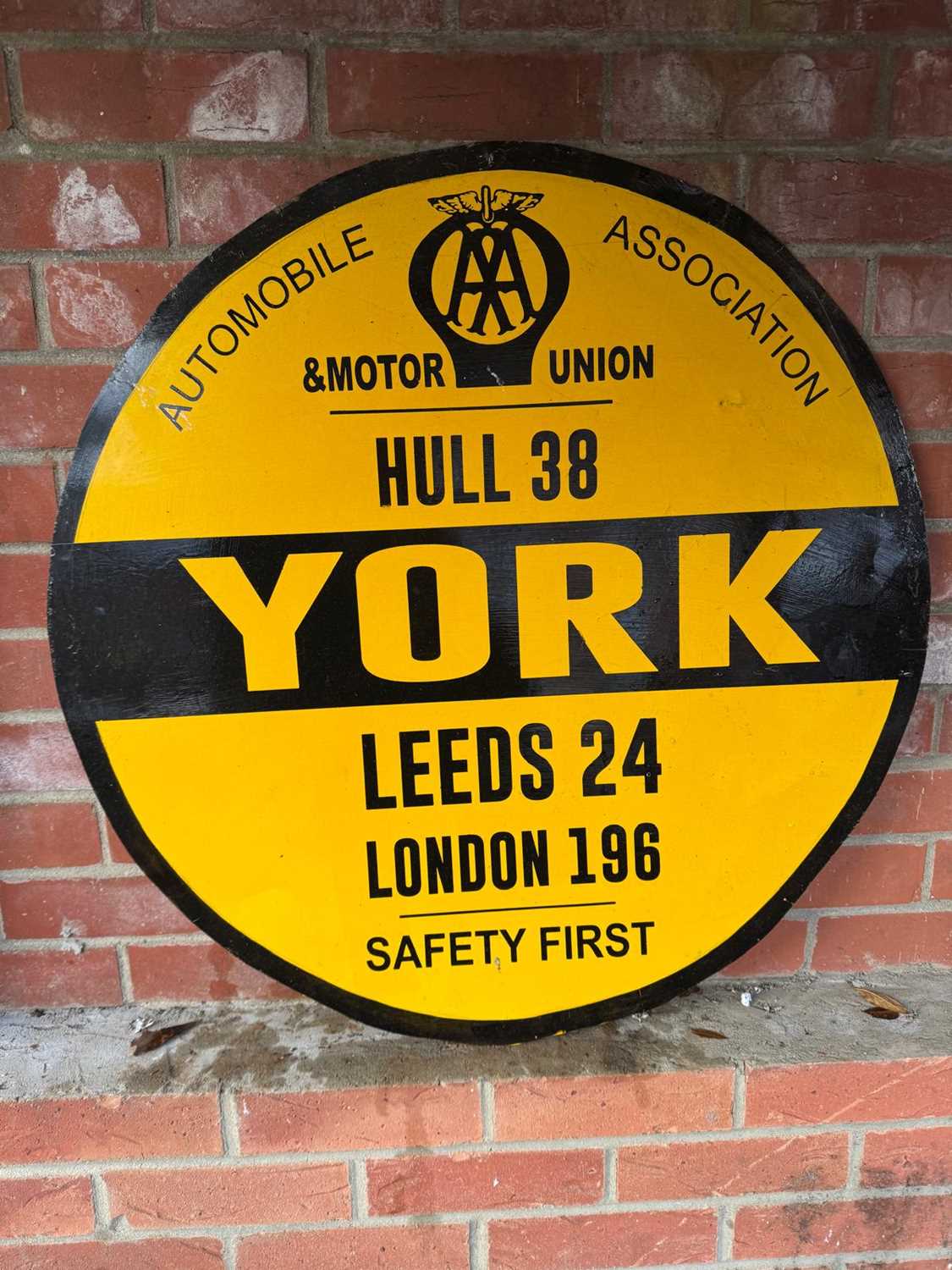 Lot 225 - YORK AA PAINTED MILEAGE SIGN.