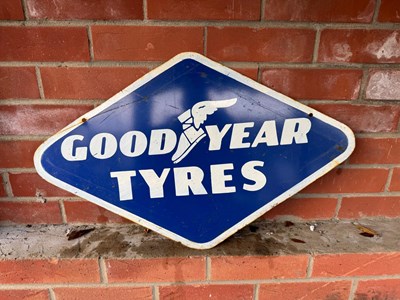 Lot 367 - GOODYEAR TYRES DOUBLE-SIDED PAINTED SIGN 26" X 16"